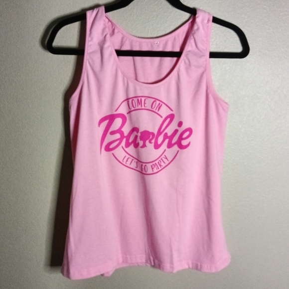 🎈4 FOR $20 Barbie "Come On Barbie Let's Go Party" Tank Top Hot Pink Size M - Picture 1 of 5
